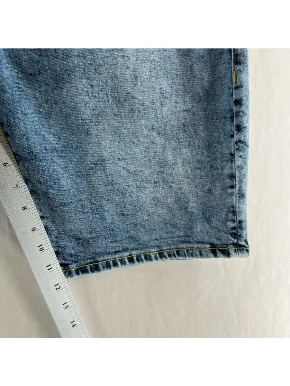 True Religion Ricky Relaxed Straight Denim Shorts Mens 42 Stretch Acid Wash Blue